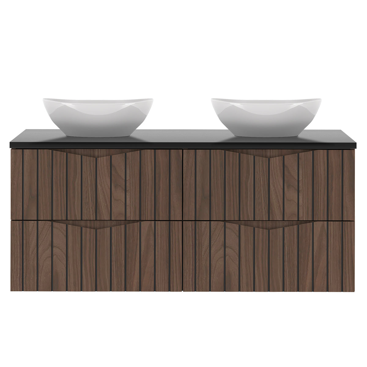 Meuble double vasque 120cm Siena bois et noir - vue 2