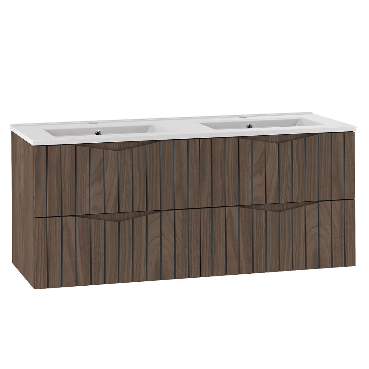 Meuble double vasque encastrée 120cm Siena bois et noir