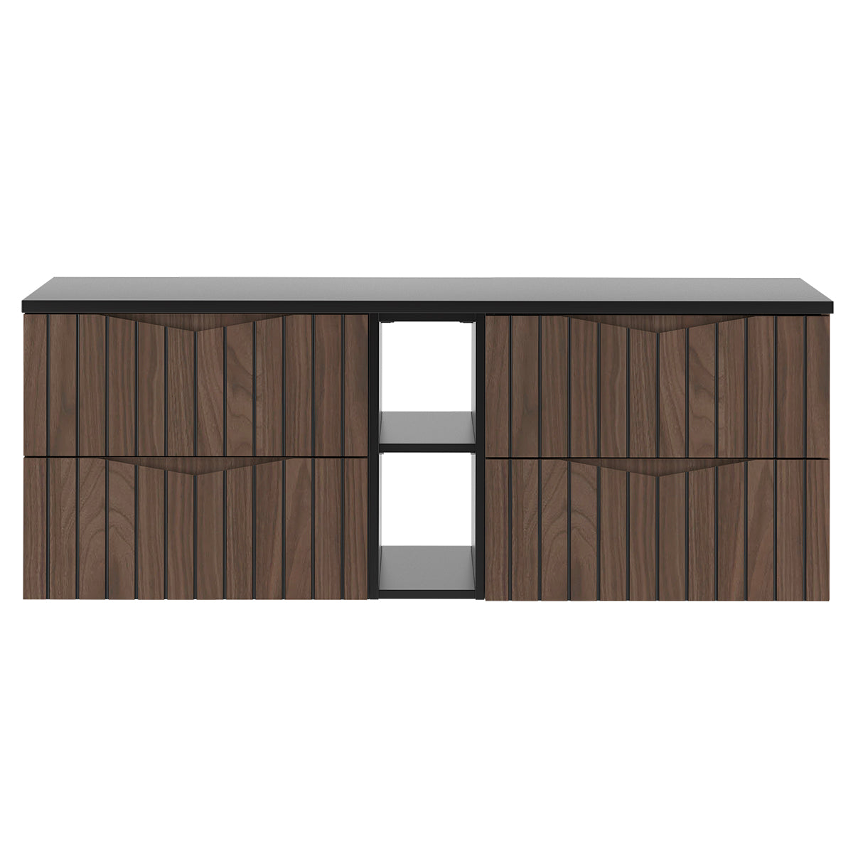 Meuble sous-vasque 140cm 2 niches plan de toilette Siena bois et noir - vue 2