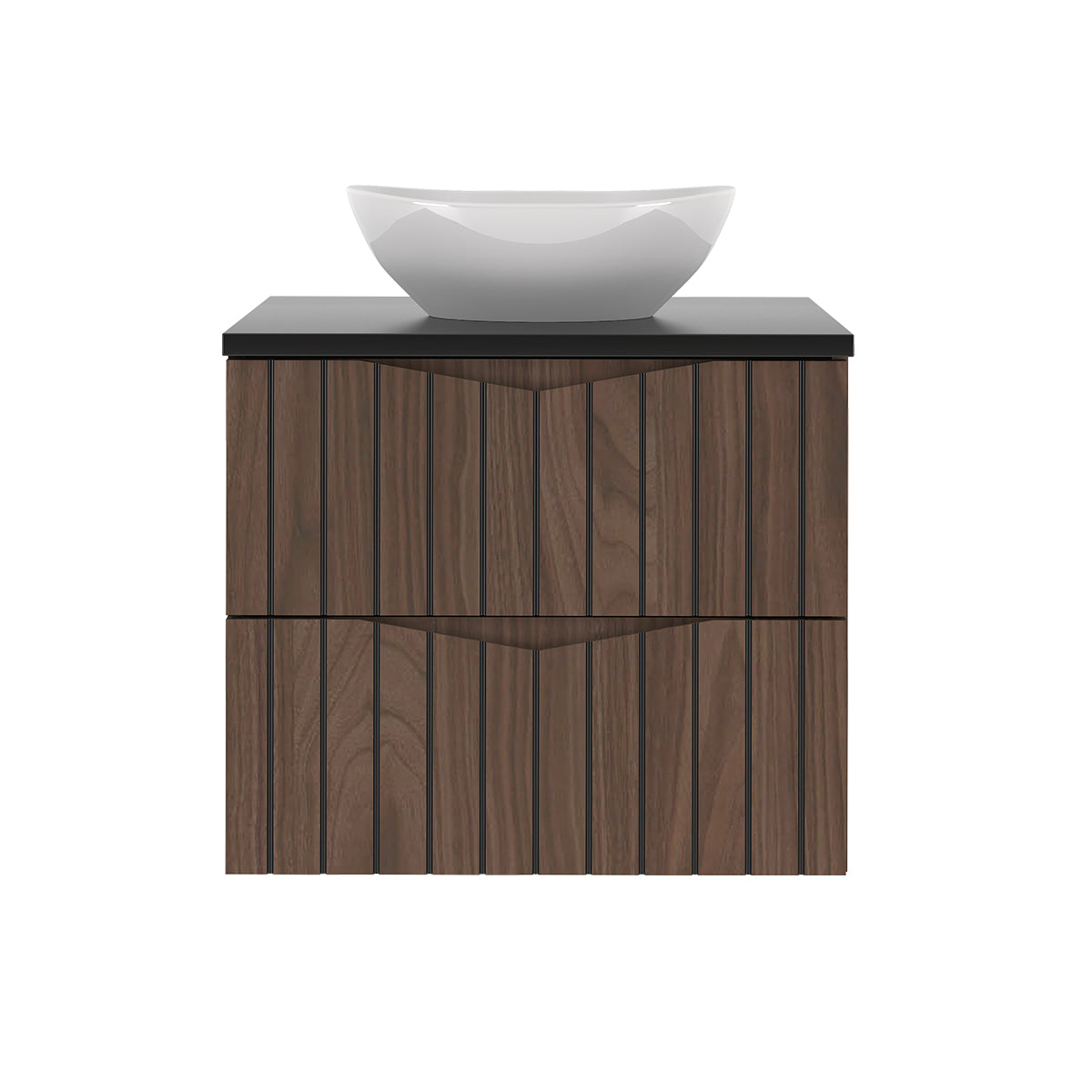 Meuble simple vasque 60cm Siena bois et noir - vue 2