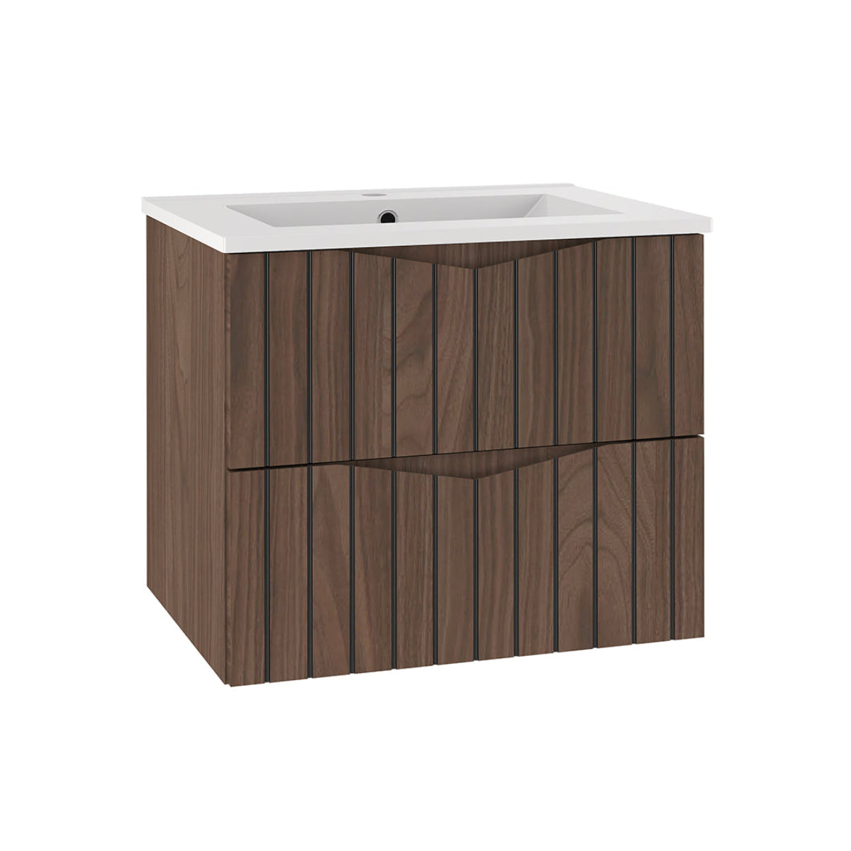 Meuble simple vasque encastrée 60cm Siena bois et noir
