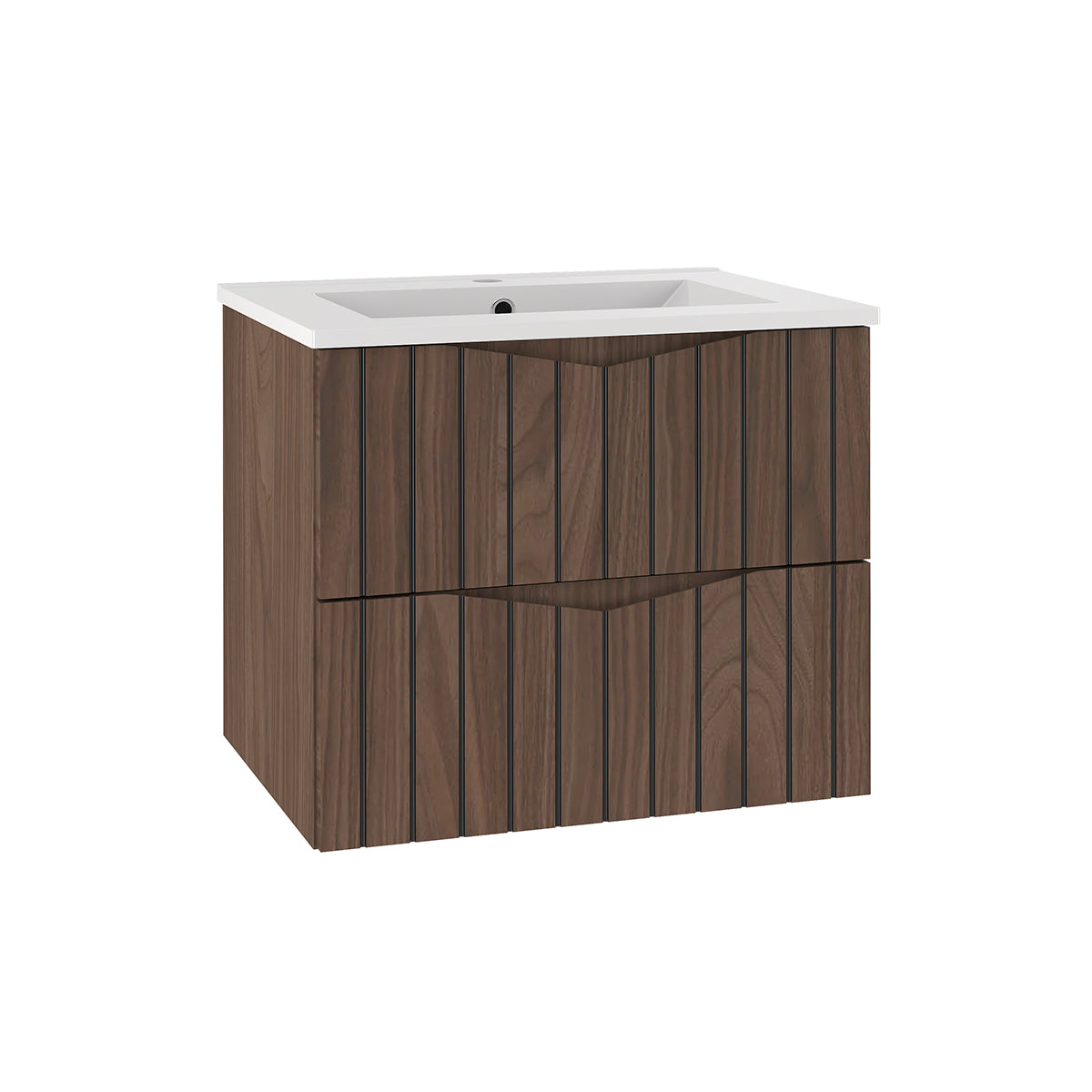 Ensemble meuble simple vasque encastrée 60cm et colonne Siena bois et noir - vue 3