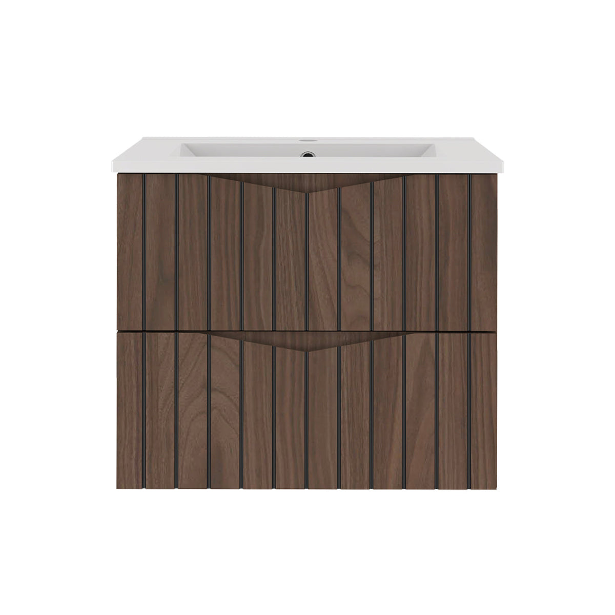 Meuble simple vasque encastrée 60cm Siena bois et noir - vue 2