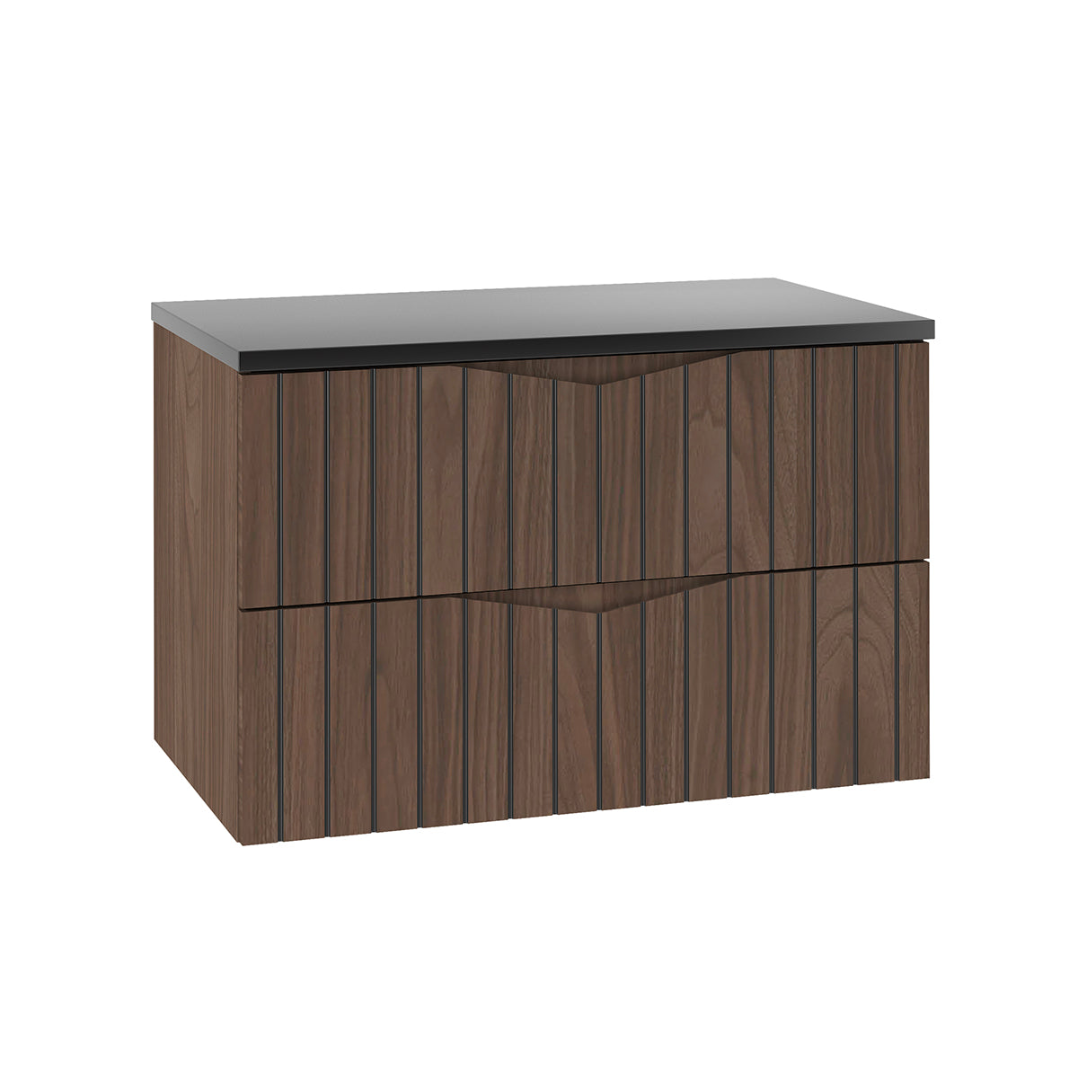 Meuble sous-vasque 80cm plan de toilette Siena bois et noir