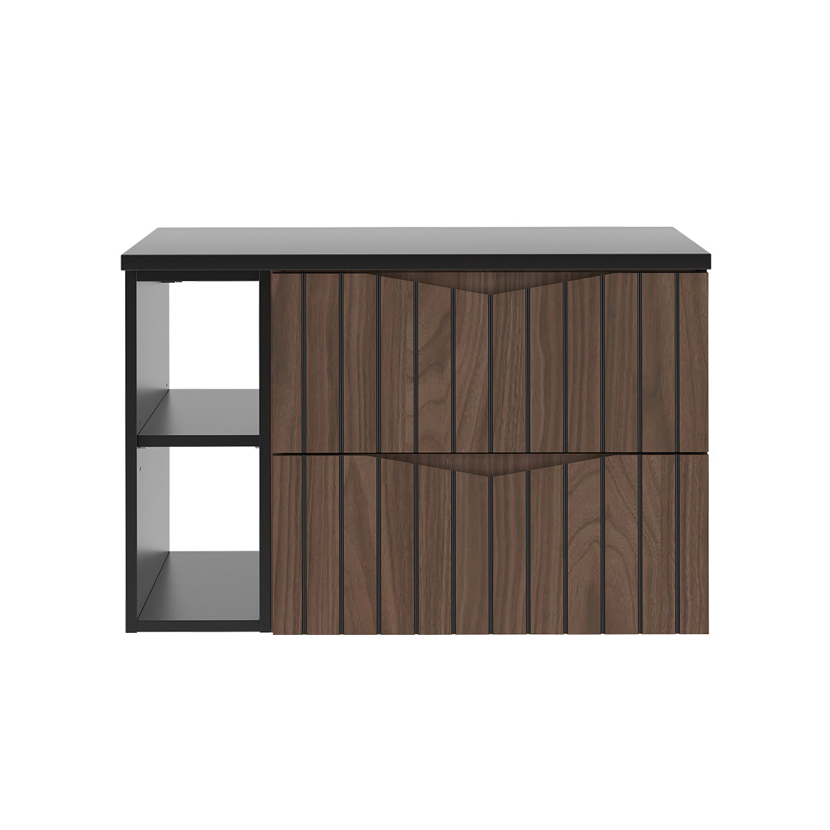 Meuble sous-vasque 80cm 2 niches plan de toilette Siena bois et noir - vue 2