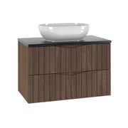 Meuble simple vasque 80cm Siena bois et noir