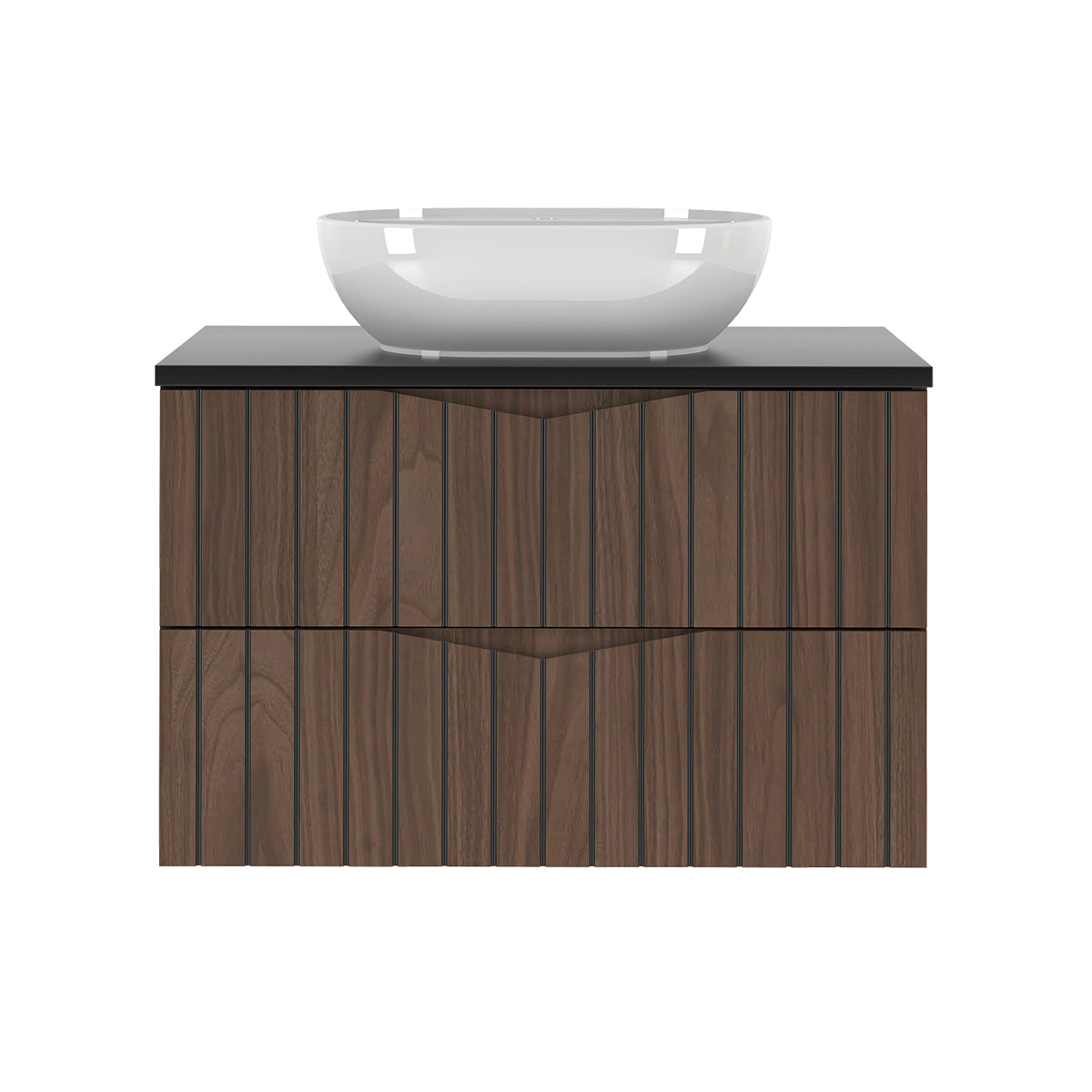 Meuble simple vasque 80cm Siena bois et noir - vue 2