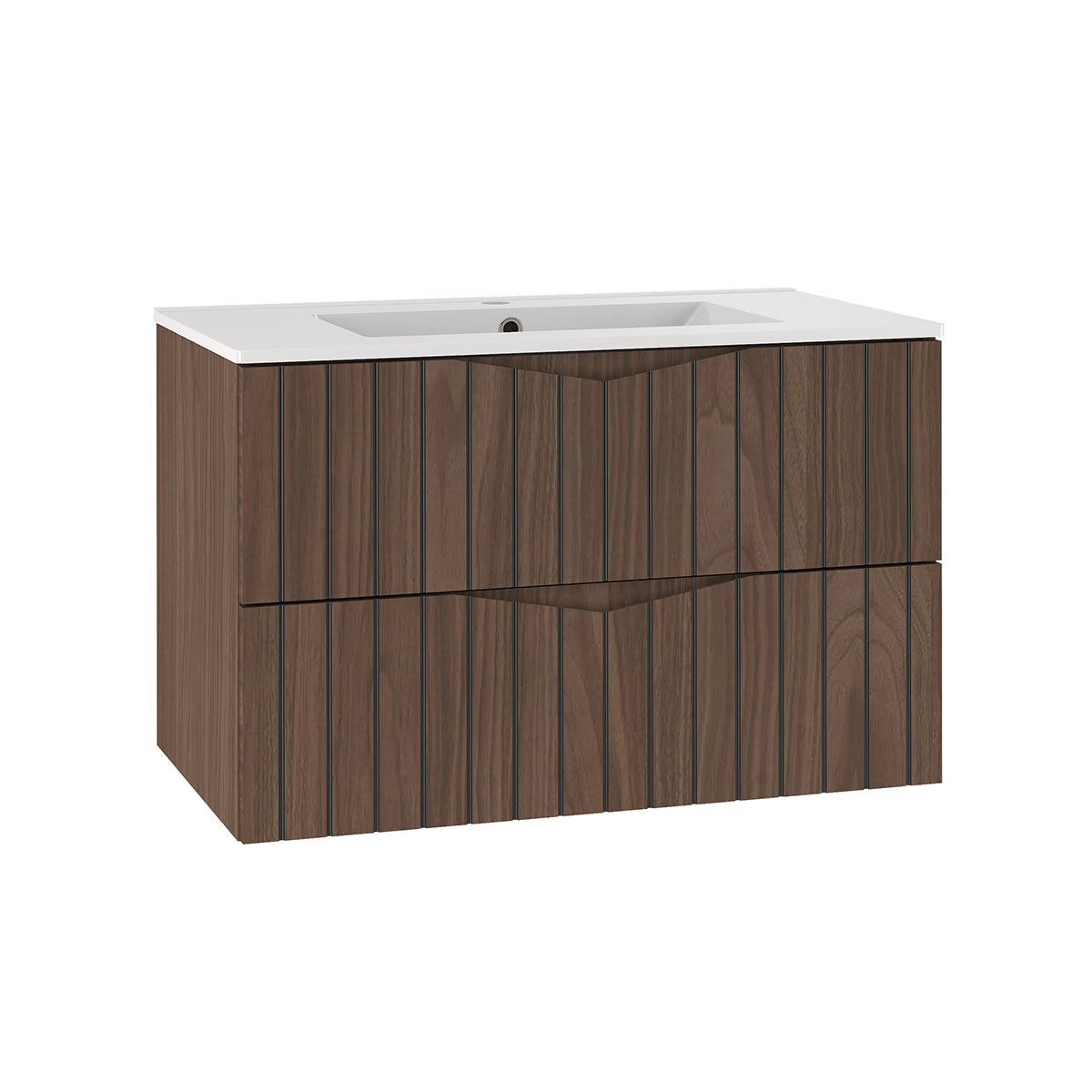 Meuble simple vasque encastrée 80cm Siena bois et noir