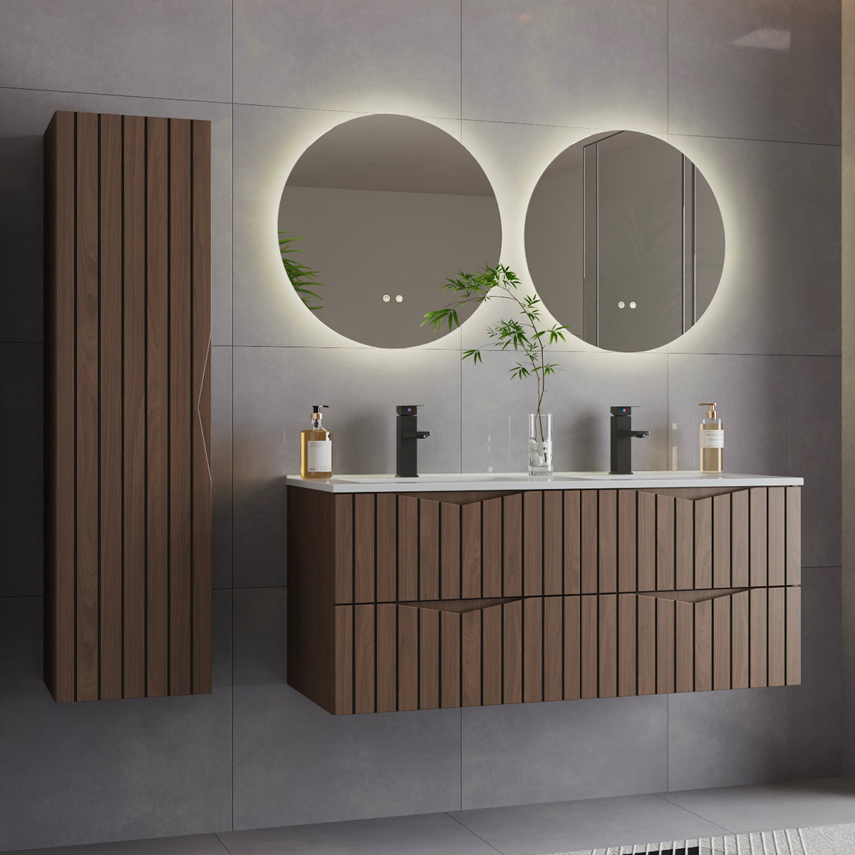Meuble sous-vasque 120cm Siena bois et noir - vue 6
