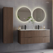 Ensemble meuble double vasque encastrée 120cm et colonne Siena bois et noir
