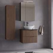 Ensemble meuble simple vasque 60cm et colonne Siena bois et noir