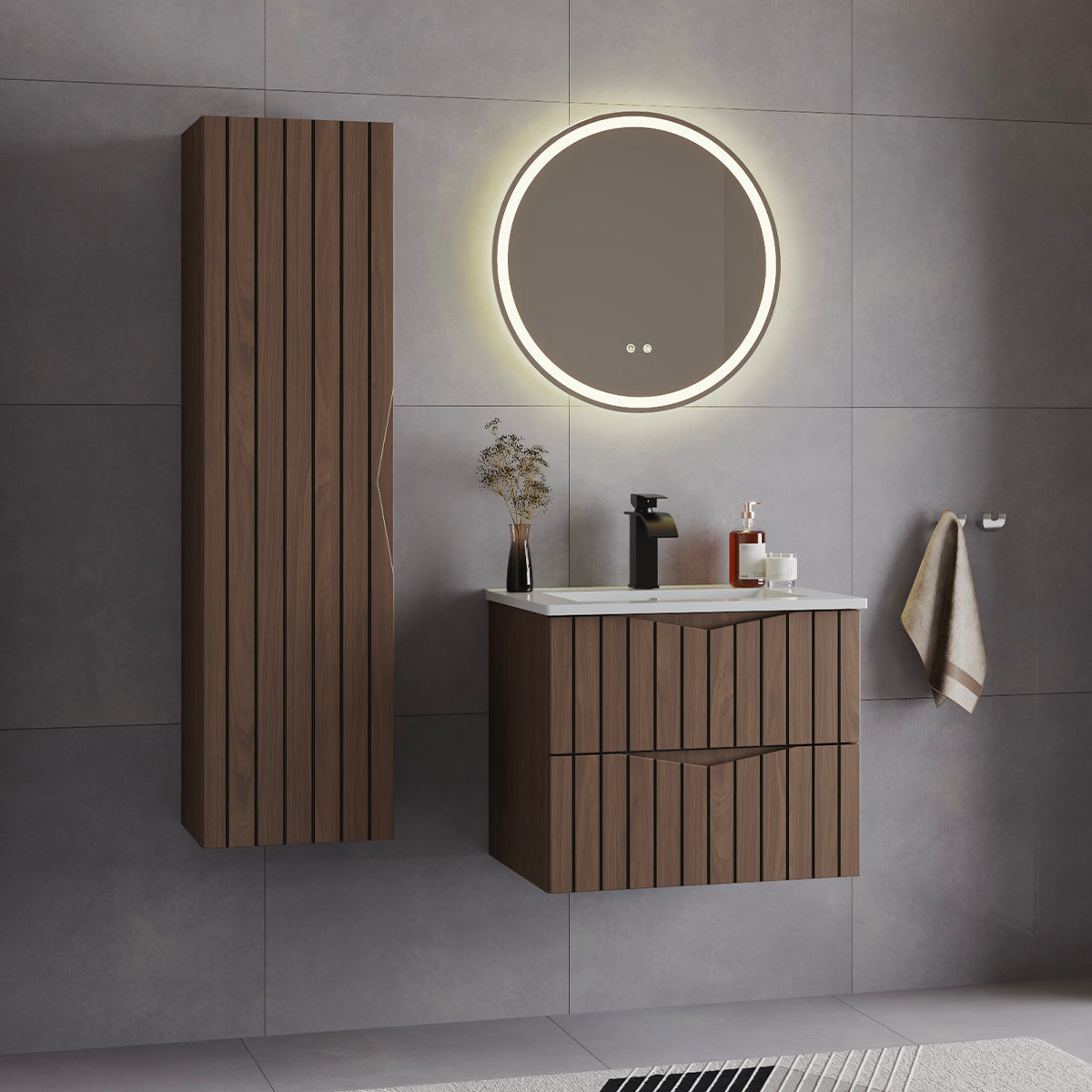 Meuble sous-vasque 60cm Siena bois et noir - vue 5