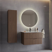 Ensemble meuble simple vasque encastrée 80cm et colonne Siena bois et noir
