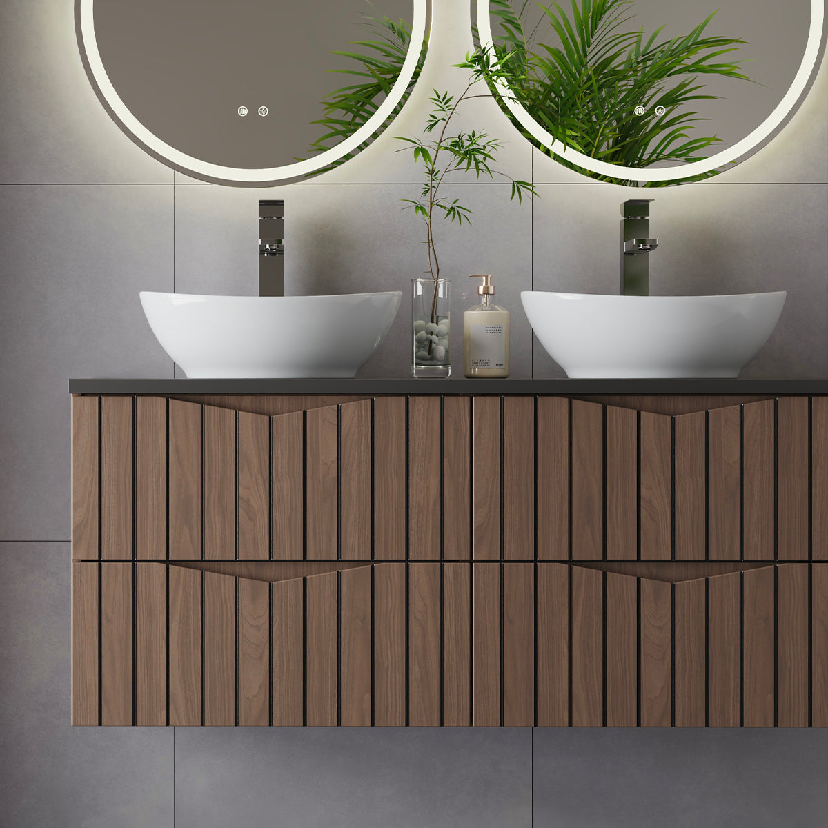 Meuble double vasque 120cm Siena bois et noir - vue 7
