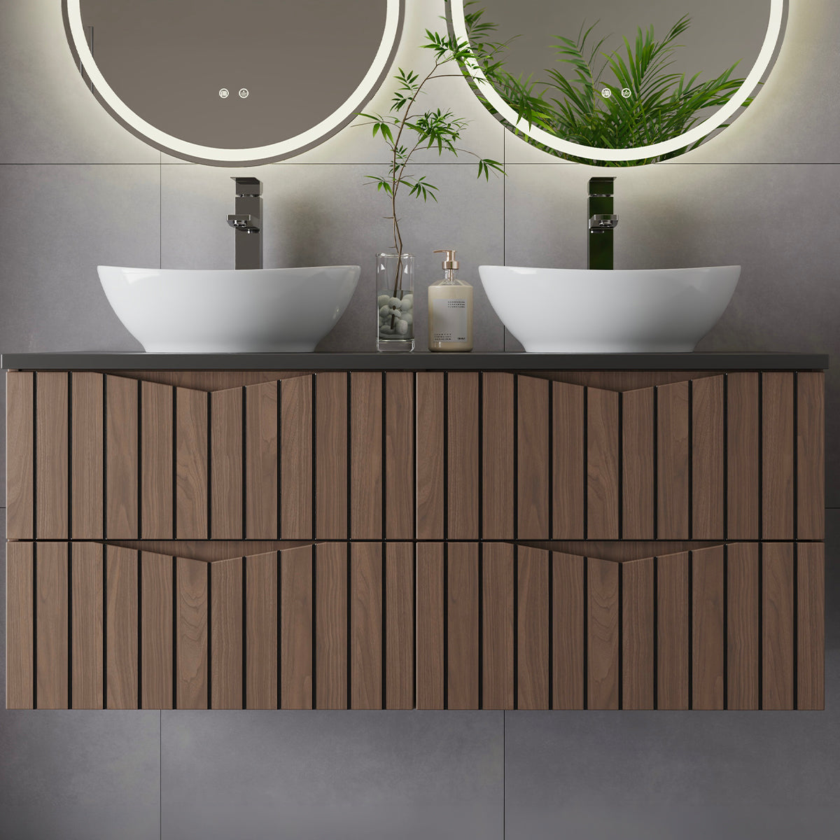Meuble double vasque 120cm Siena bois et noir - vue 5