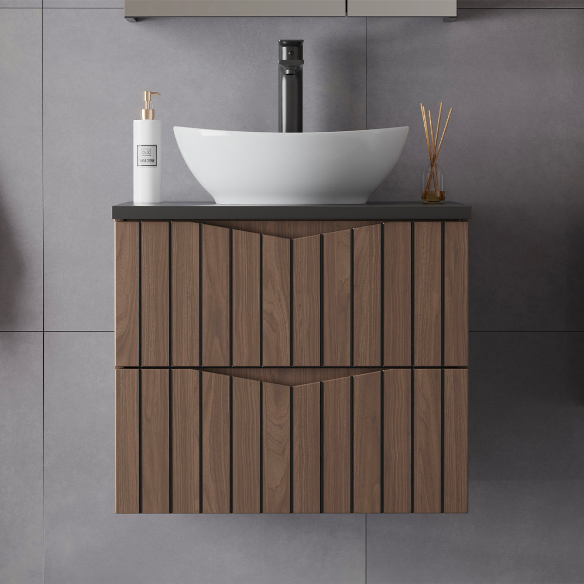Meuble sous-vasque 60cm Siena bois et noir - vue 4