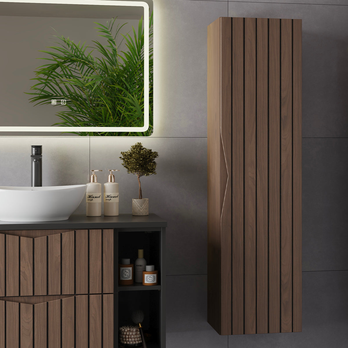 Meuble simple vasque 80cm 2 niches Siena bois et noir - vue 7