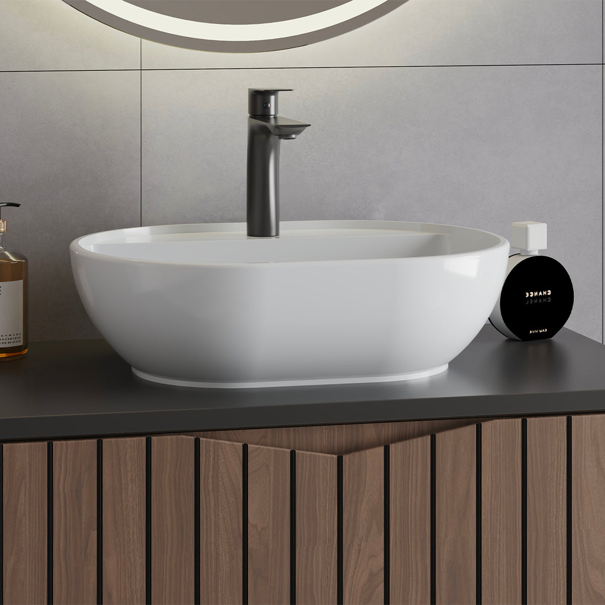 Meuble simple vasque 80cm Siena bois et noir - vue 7