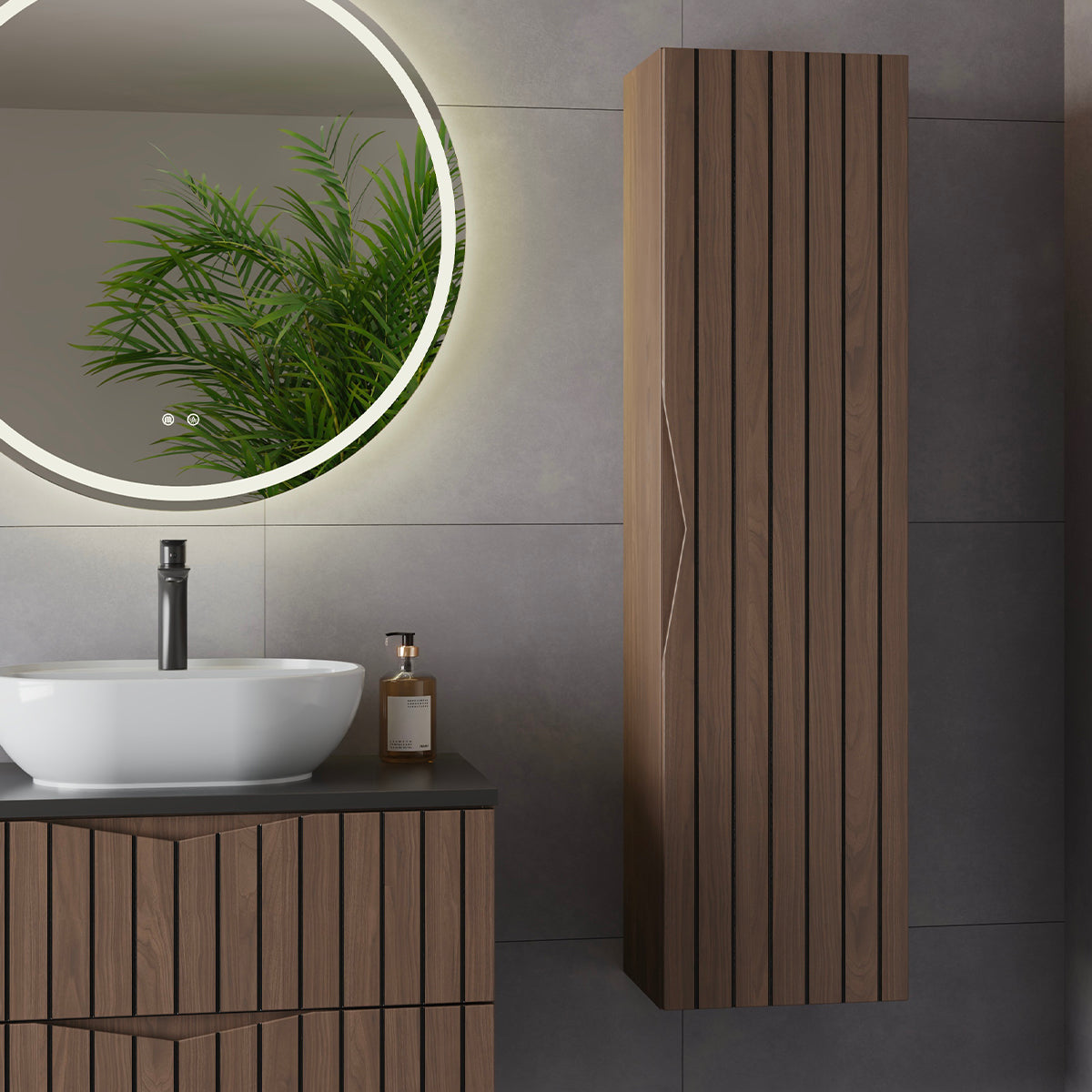 Meuble sous-vasque 80cm plan de toilette Siena bois et noir - vue 7