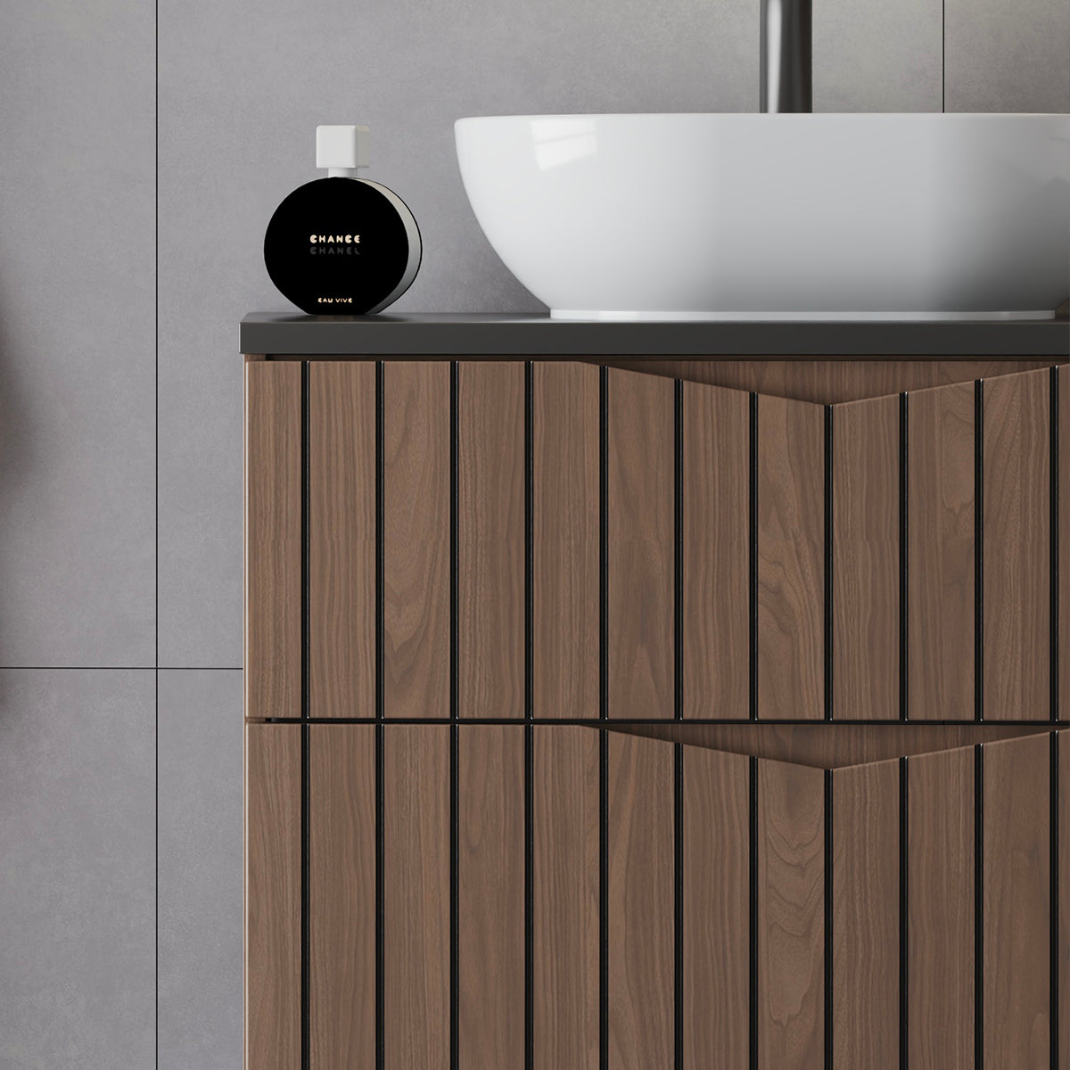 Meuble sous-vasque 80cm plan de toilette Siena bois et noir - vue 5