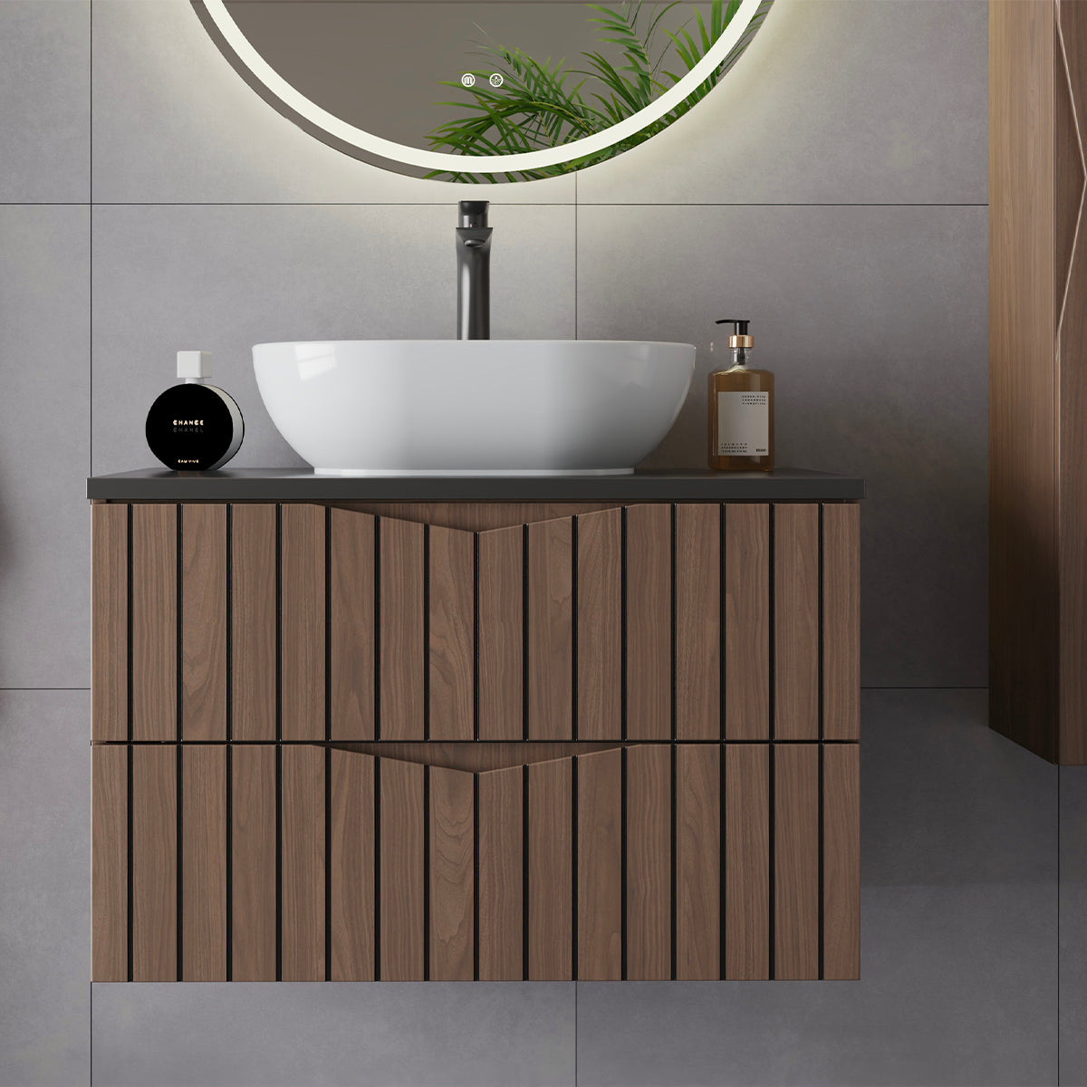 Meuble sous-vasque 80cm Siena bois et noir - vue 4
