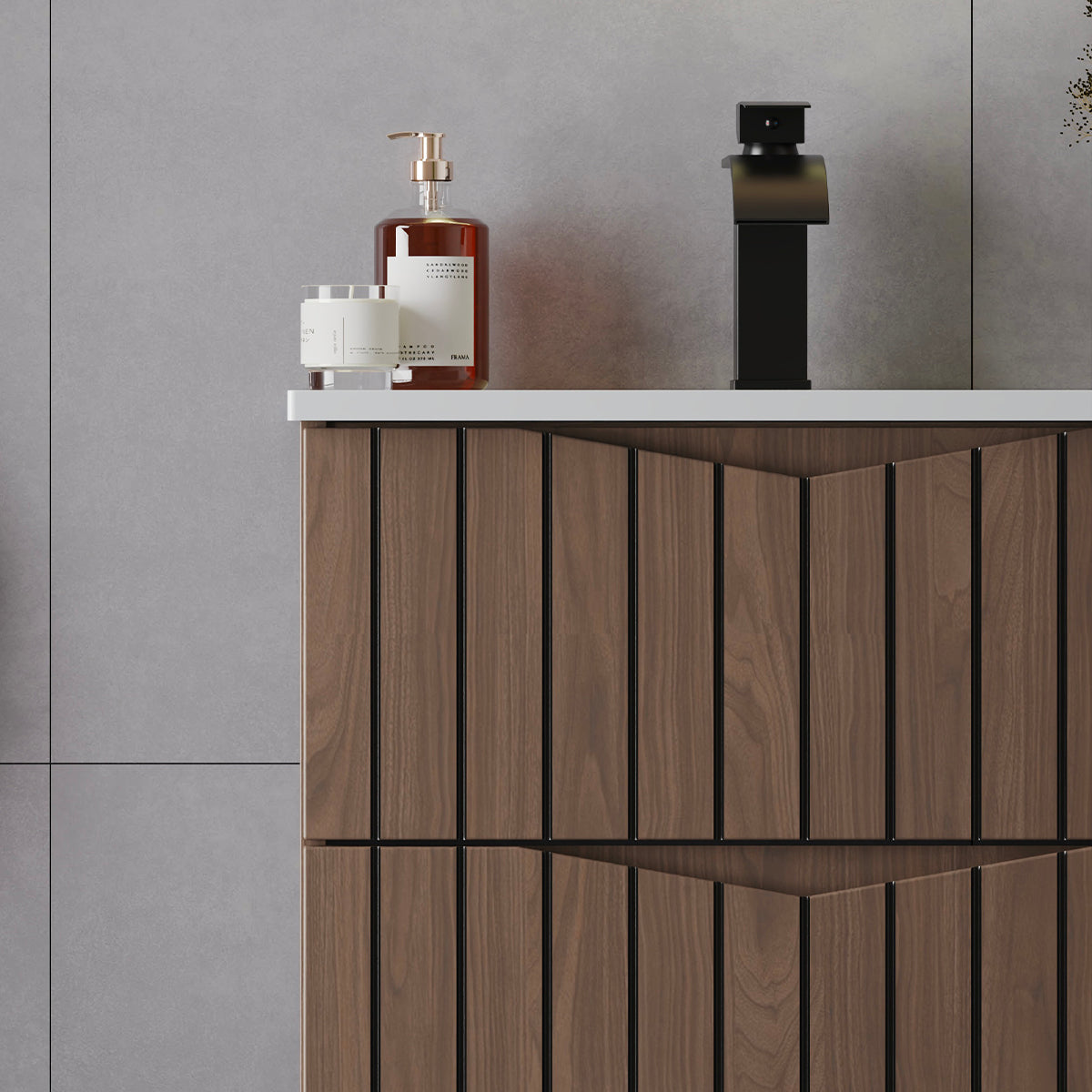 Meuble simple vasque encastrée 60cm Siena bois et noir - vue 8