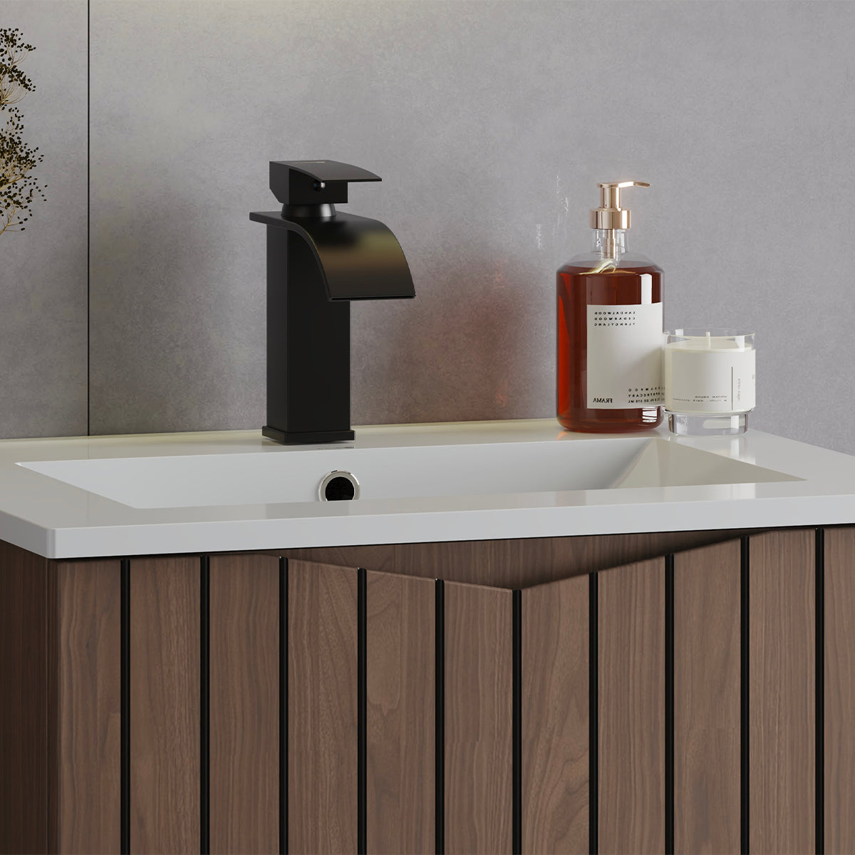 Meuble simple vasque encastrée 60cm Siena bois et noir - vue 6
