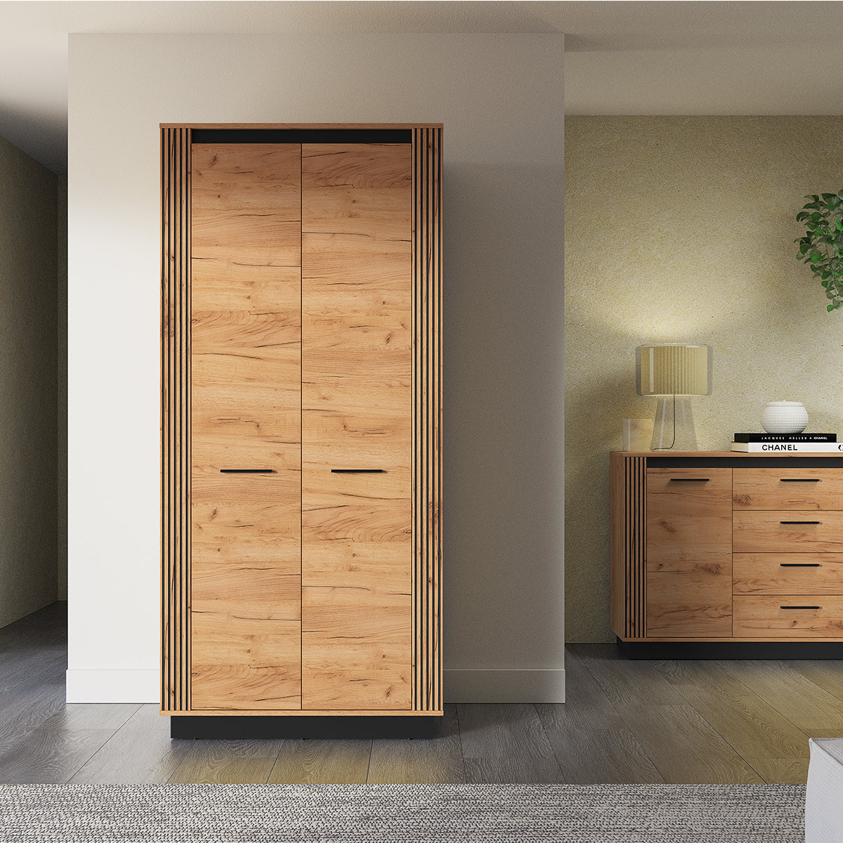Armoire 2 portes Solal Bois et Noir - vue 6