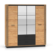 Armoire 4 portes 2 tiroirs Solal Bois et Noir
