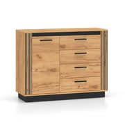 Buffet 1 porte 4 tiroirs Solal Bois et Noir