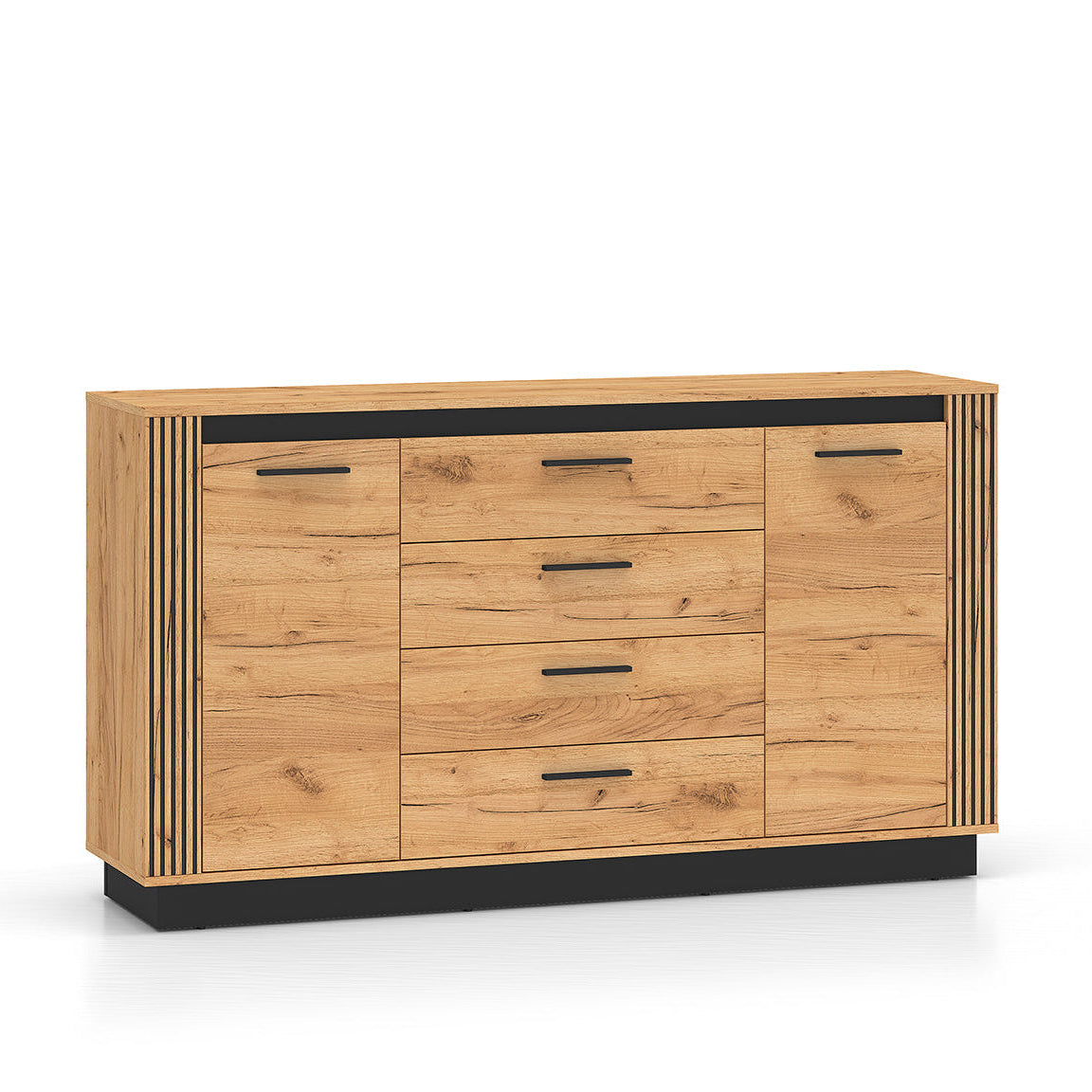 Buffet 2 portes 4 tiroirs Solal Bois et Noir