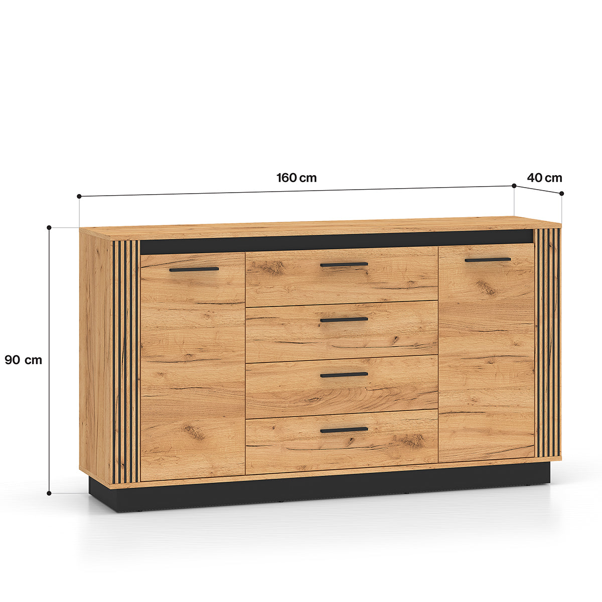 Buffet 2 portes 4 tiroirs Solal Bois et Noir - vue 5