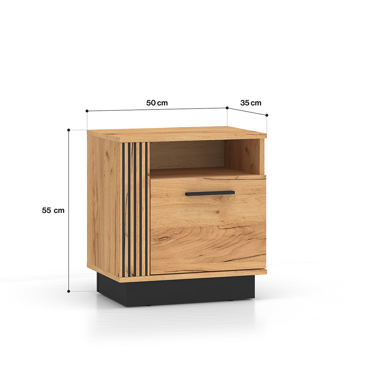 Chevet 1 porte Solal Bois et Noir - vue 5