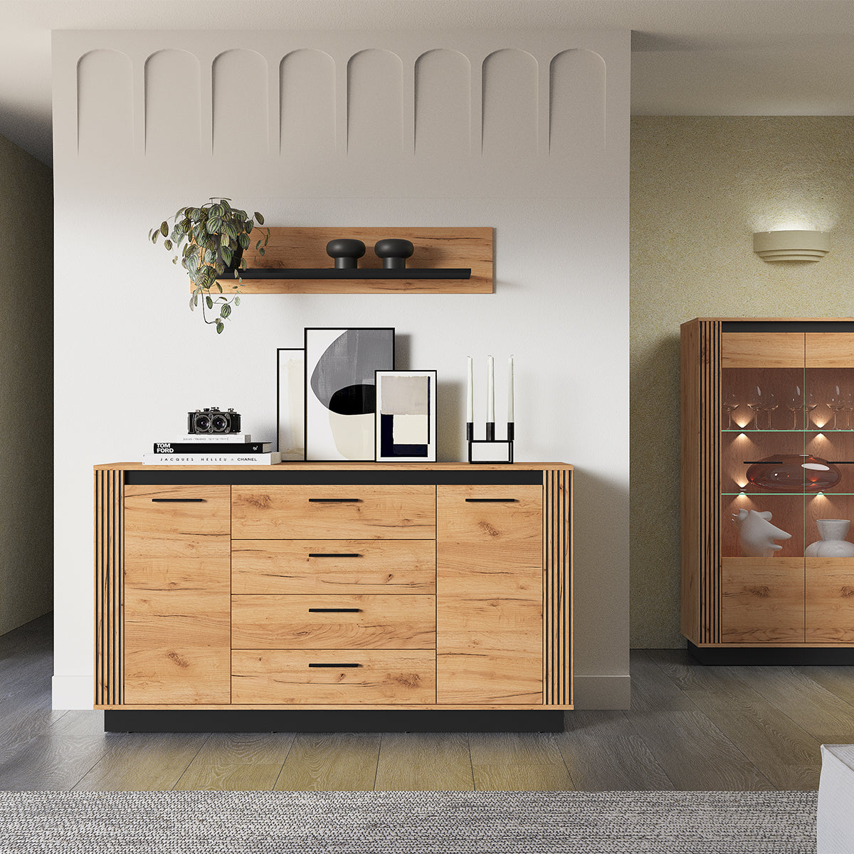 Étagère murale 110cm Solal Bois et Noir - vue 5