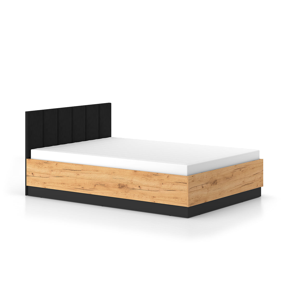 Lit coffre 140x200 sommier inclus Solal Bois et Noir