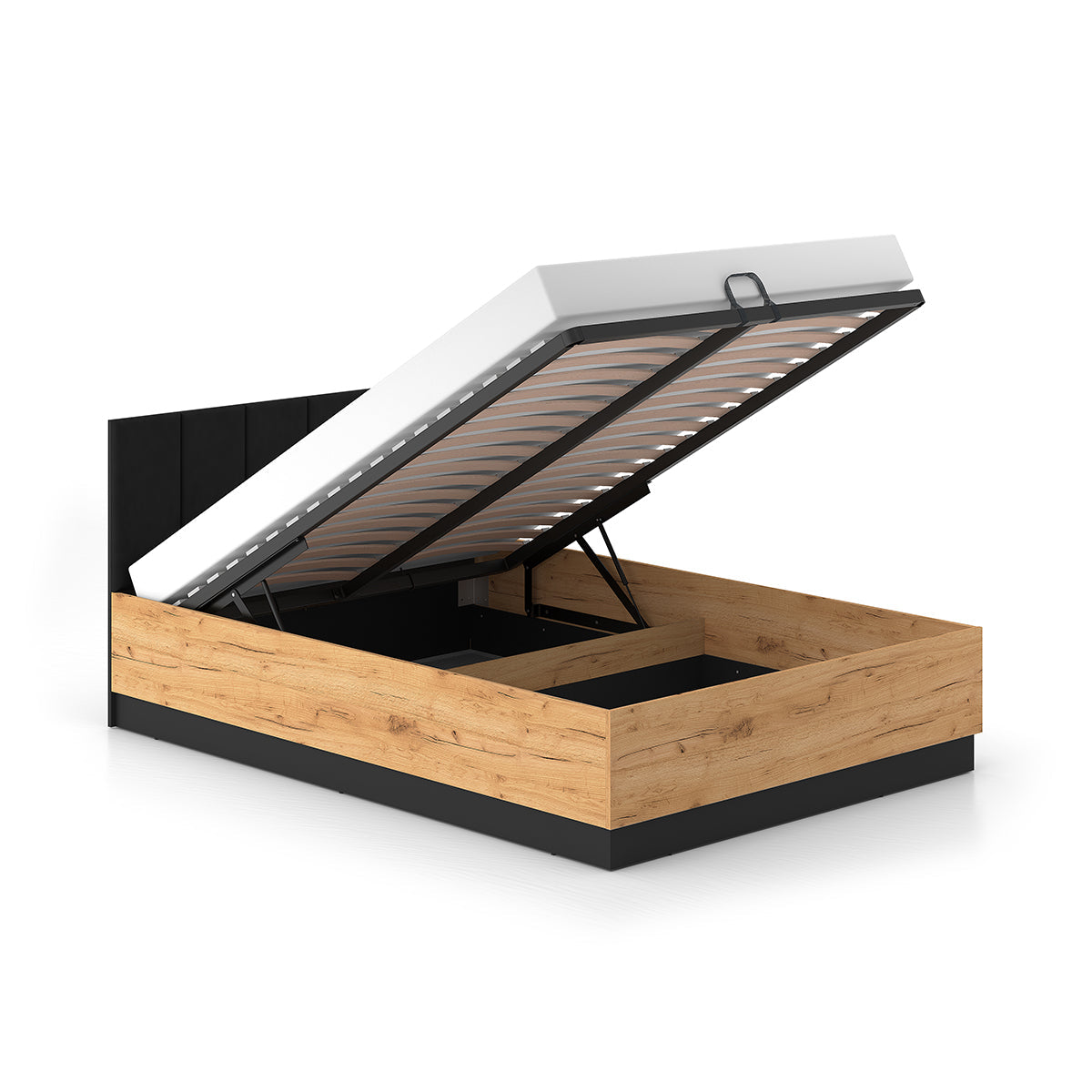 Lit coffre 140x200 sommier inclus Solal Bois et Noir - vue 2