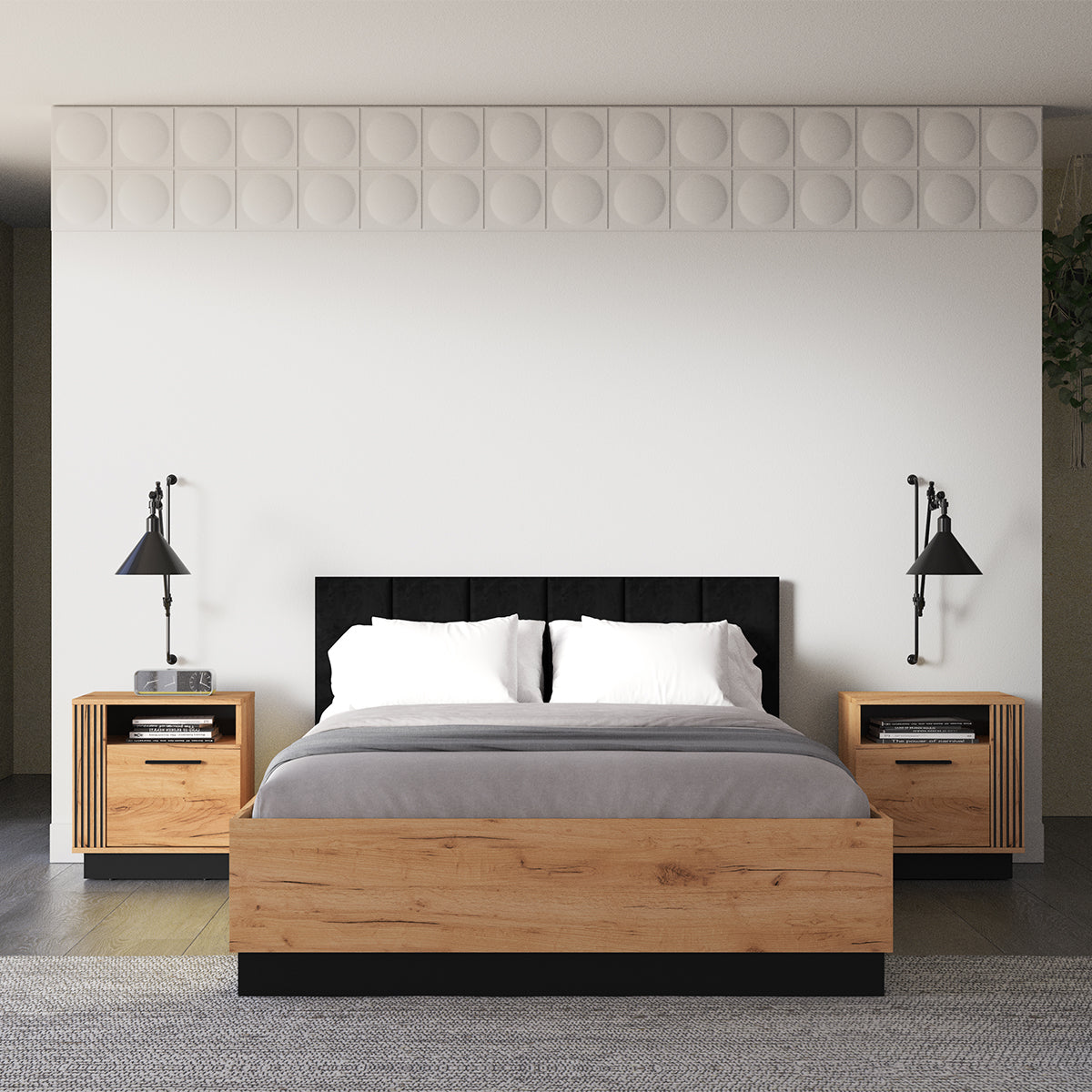 Lit coffre 140x200 sommier inclus Solal Bois et Noir - vue 6