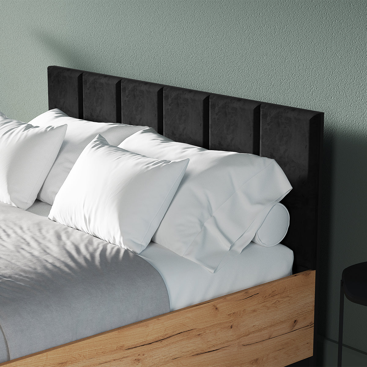 Lit coffre 140x200 sommier inclus Solal Bois et Noir - vue 7