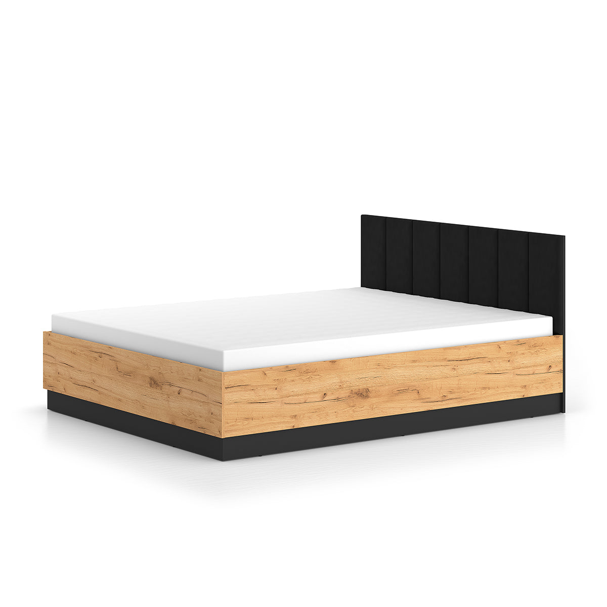 Lit coffre 160x200 sommier inclus Solal Bois et Noir