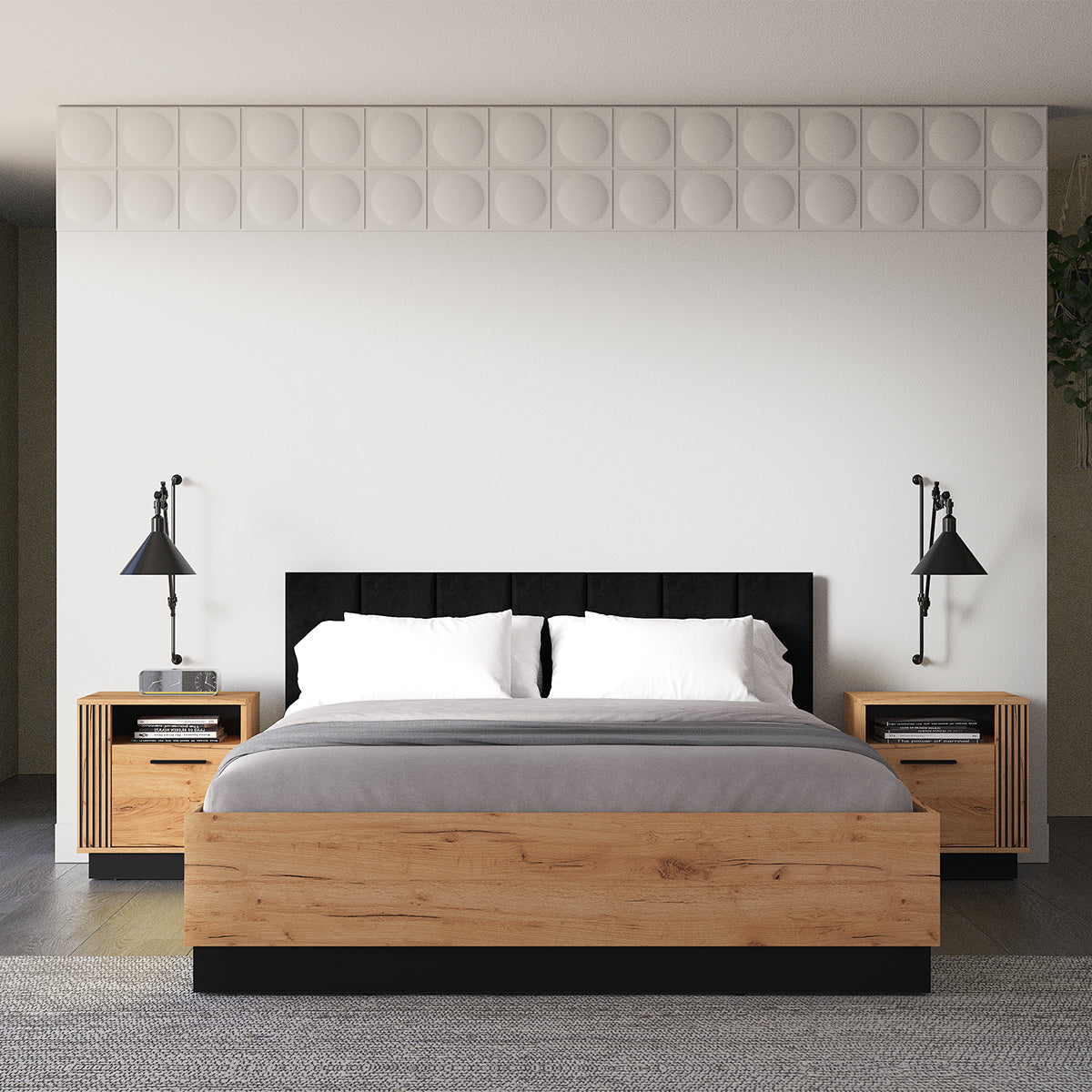 Lit coffre 160x200 sommier inclus Solal Bois et Noir - vue 6