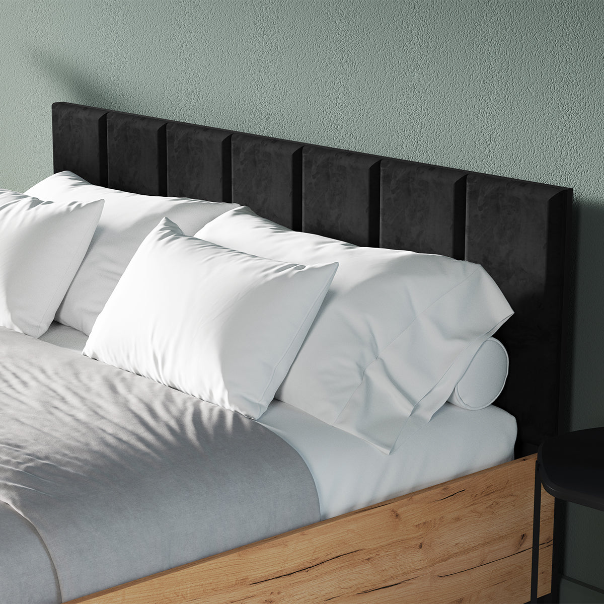 Lit coffre 160x200 sommier inclus Solal Bois et Noir - vue 7
