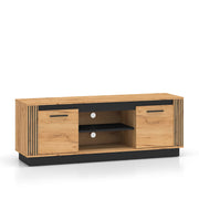 Meuble TV 2 portes 150 cm Solal Bois et Noir