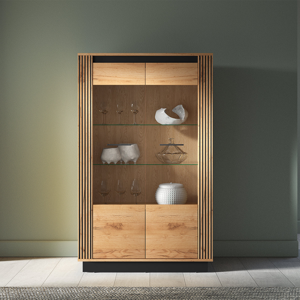 Vaisselier 2 portes Solal Bois et Noir - vue 3