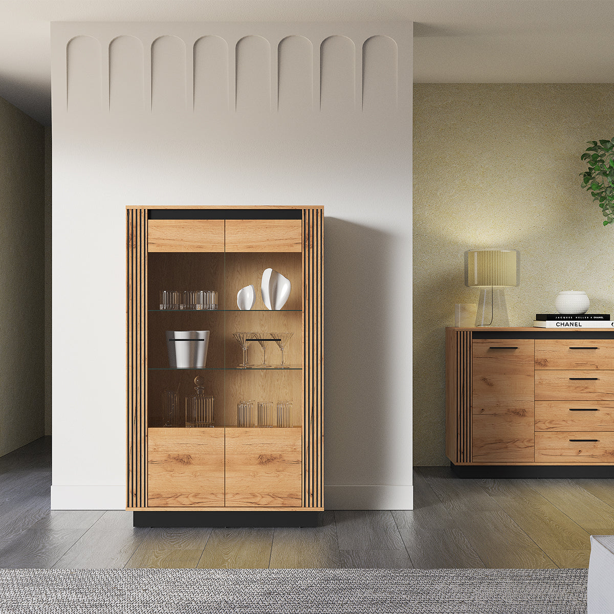 Vaisselier 2 portes Solal Bois et Noir - vue 6