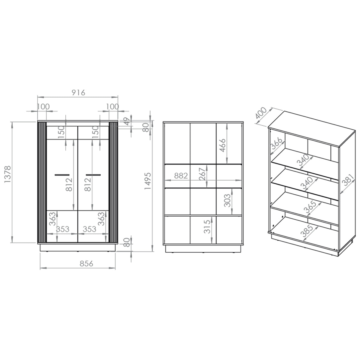 Vaisselier 2 portes Solal Bois et Noir - vue 8