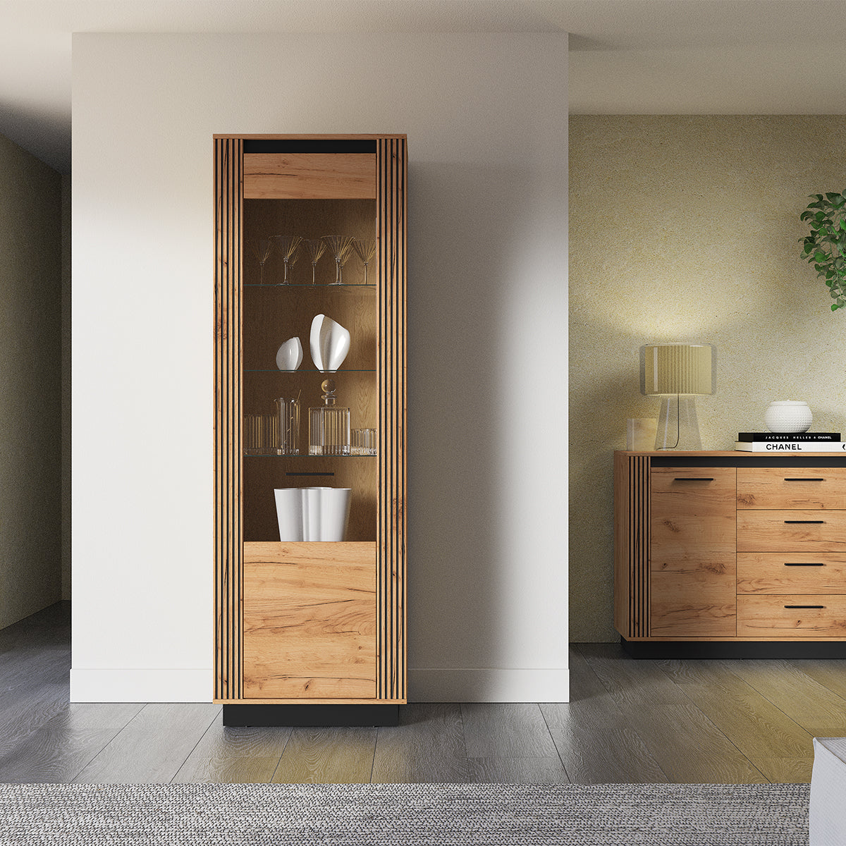 Vitrine 1 porte Solal Bois et Noir - vue 6