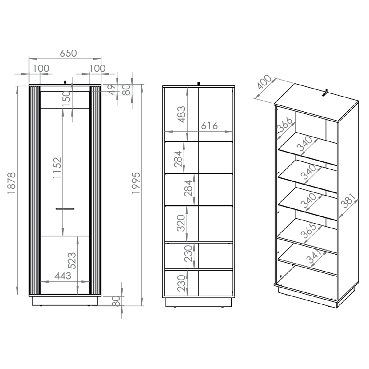Vitrine 1 porte Solal Bois et Noir - vue 8