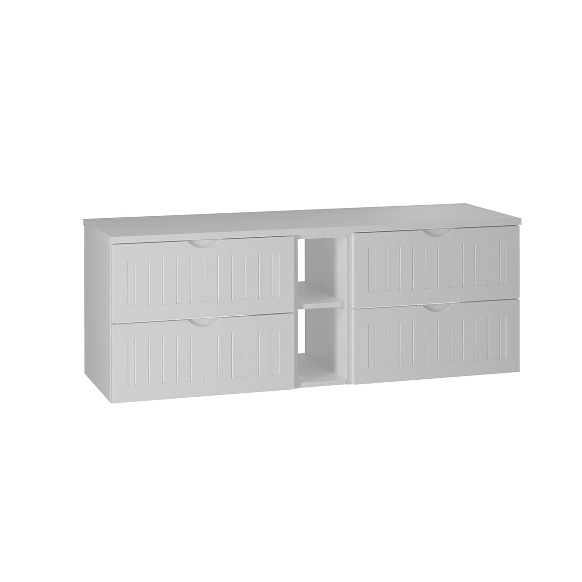 Meuble sous-vasque 140cm 2 niches plan de toilette Soline Blanc