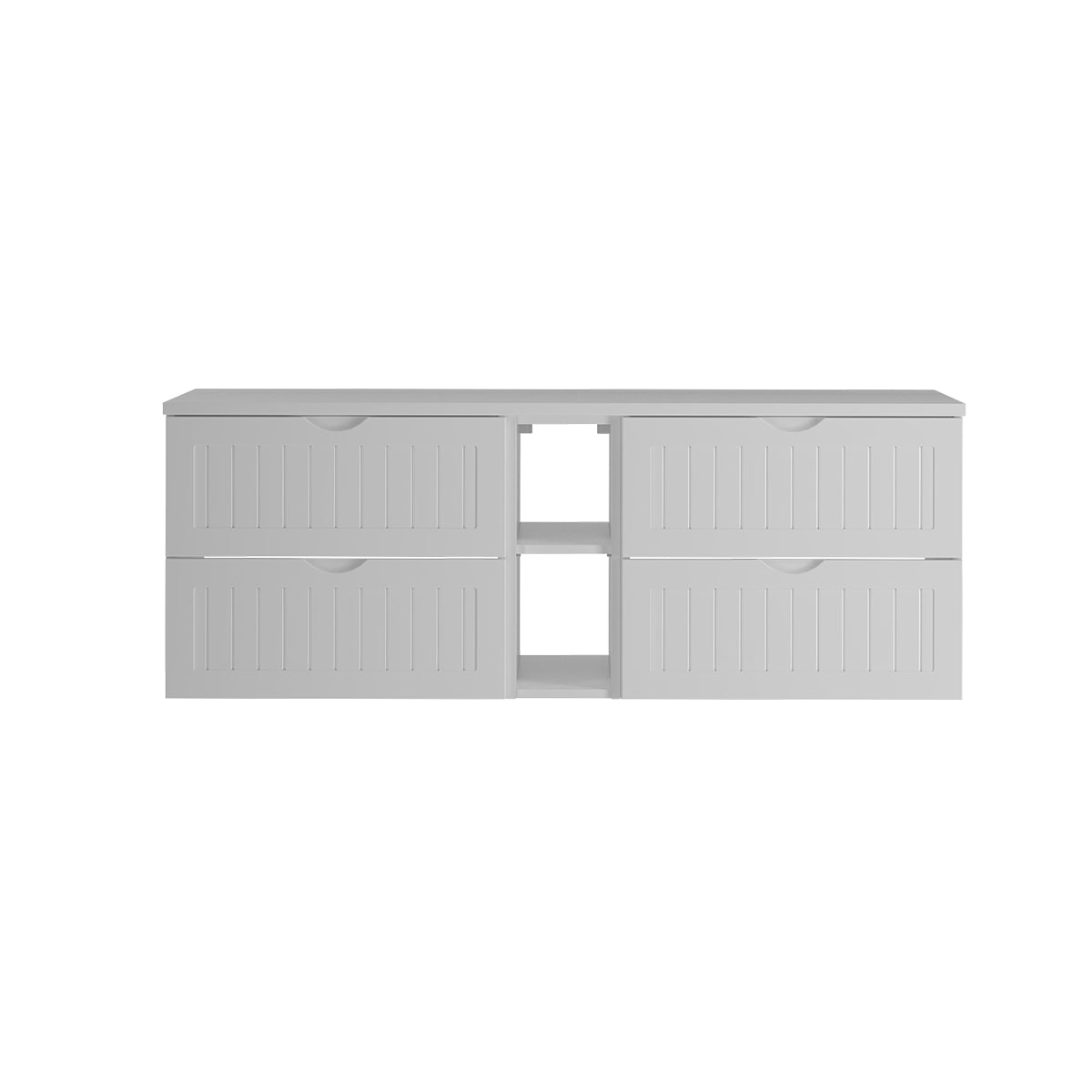 Meuble sous-vasque 140cm 2 niches plan de toilette Soline Blanc - vue 3