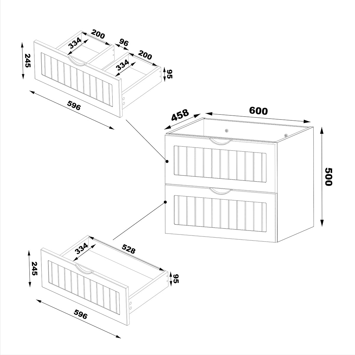Meuble sous-vasque 140cm 2 niches plan de toilette Soline Blanc - vue 7